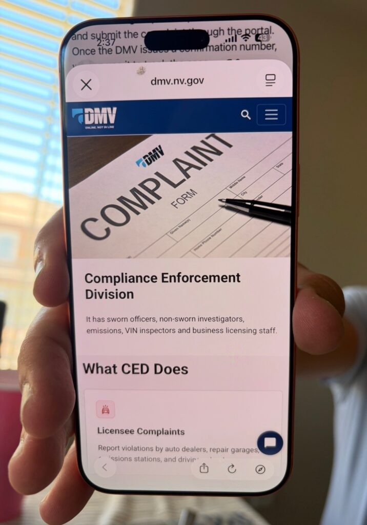 ¿Sabías que puedes denunciar a un concesionario o taller mecánico ante el DMV de Nevada?